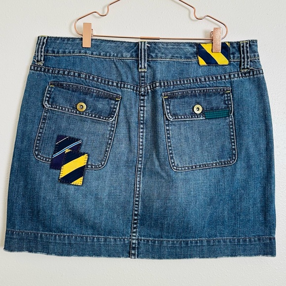Vintage Tommy Hilfiger Denim Jean Skirt Patchwork Mini Y2K - Picture 9 of 11